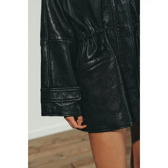 ZARA LEATHER JACKET WITH ADJUSTABLE WAIST - Picture 7 of 11